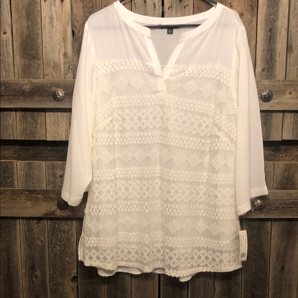 Zac & Rachel Ivory Lace Detail Blouse